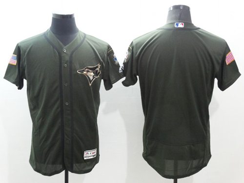 Blue Jays Blank Green Flexbase Authentic Collection Salute to Service Stitched MLB Jersey - Click Image to Close